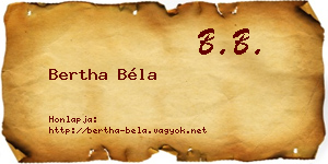 Bertha Béla névjegykártya